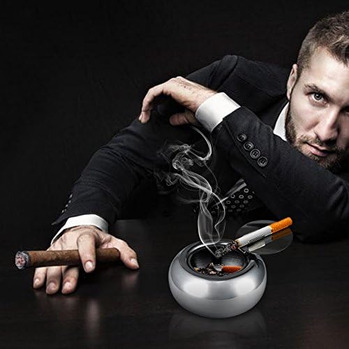 Maxin Silver Stainless Steel Cigarette Ashtray with Lid