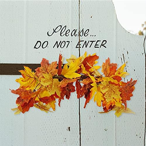 20 Inch Fall Swag Autumn Wreath with Maple Leaf