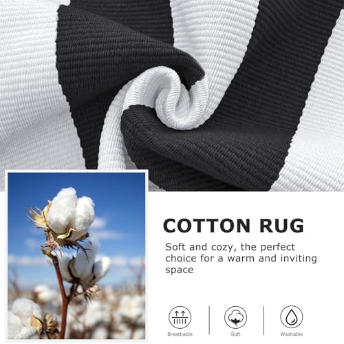 IOHOUZE Black White Striped Rug 275 x 43