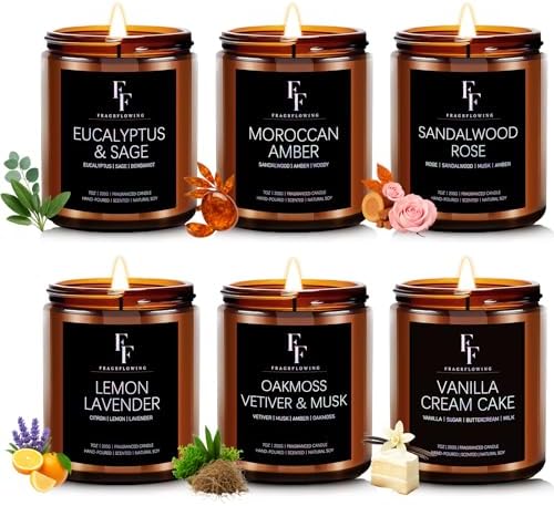 Scented Candle Set 6 Pack with 42 Oz Jar Candles