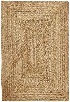 Hausattire Hand Woven Jute Braided Rug 2x3 Natural