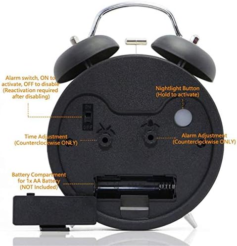 TXY Twin Bell Alarm Clock with Stereoscopic Dial and Backlight