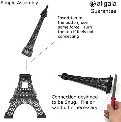 Allgala 24 Inch Eiffel Tower Statue Decor Alloy Metal White