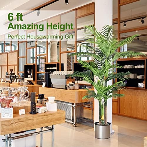 6ft Triple Golden Cane Palm Artificial Tree in Pot