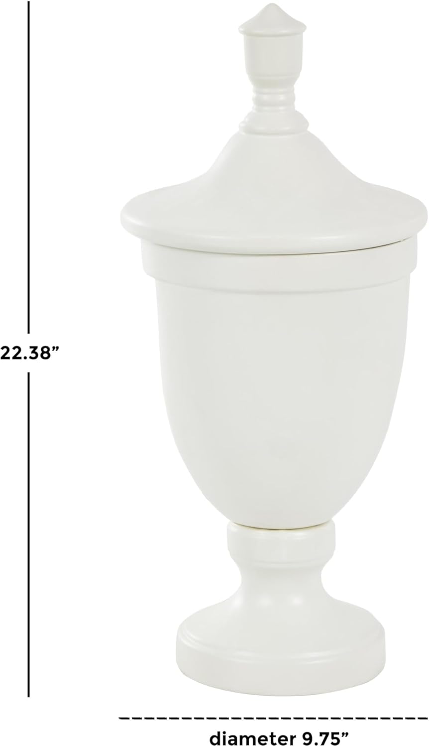 Deco 79 White Ceramic Decorative Jar with Lid
