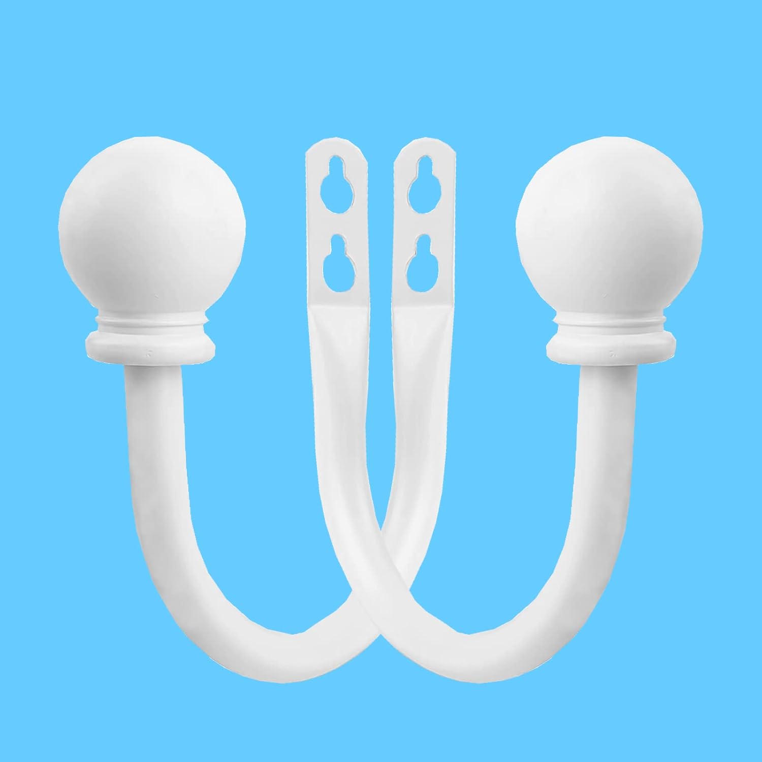 White Ball Finials Curtain Holdbacks 2pcs 1