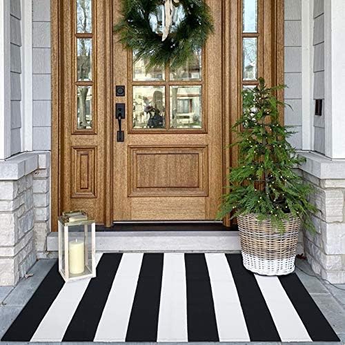 KOZYFLY Black and White Striped Area Rug 275x43 Inches