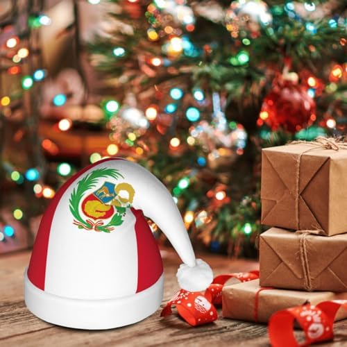 Peru Flag Christmas Hat with LED Lights