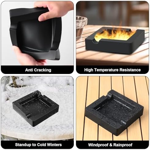 7 Inch Cigar Ashtray Silicone Black Durable Large Capacity