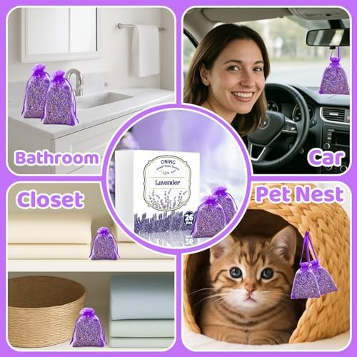 26 Pack Lavender Sachet Bags for Home Wardrobe