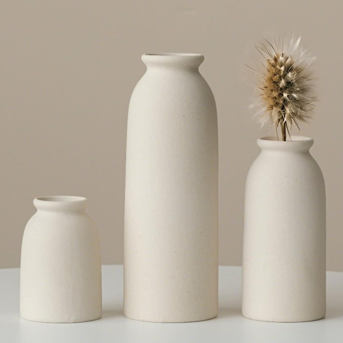 Tinctotnic 3-Piece Ceramic Vase Set - Distressed Beige
