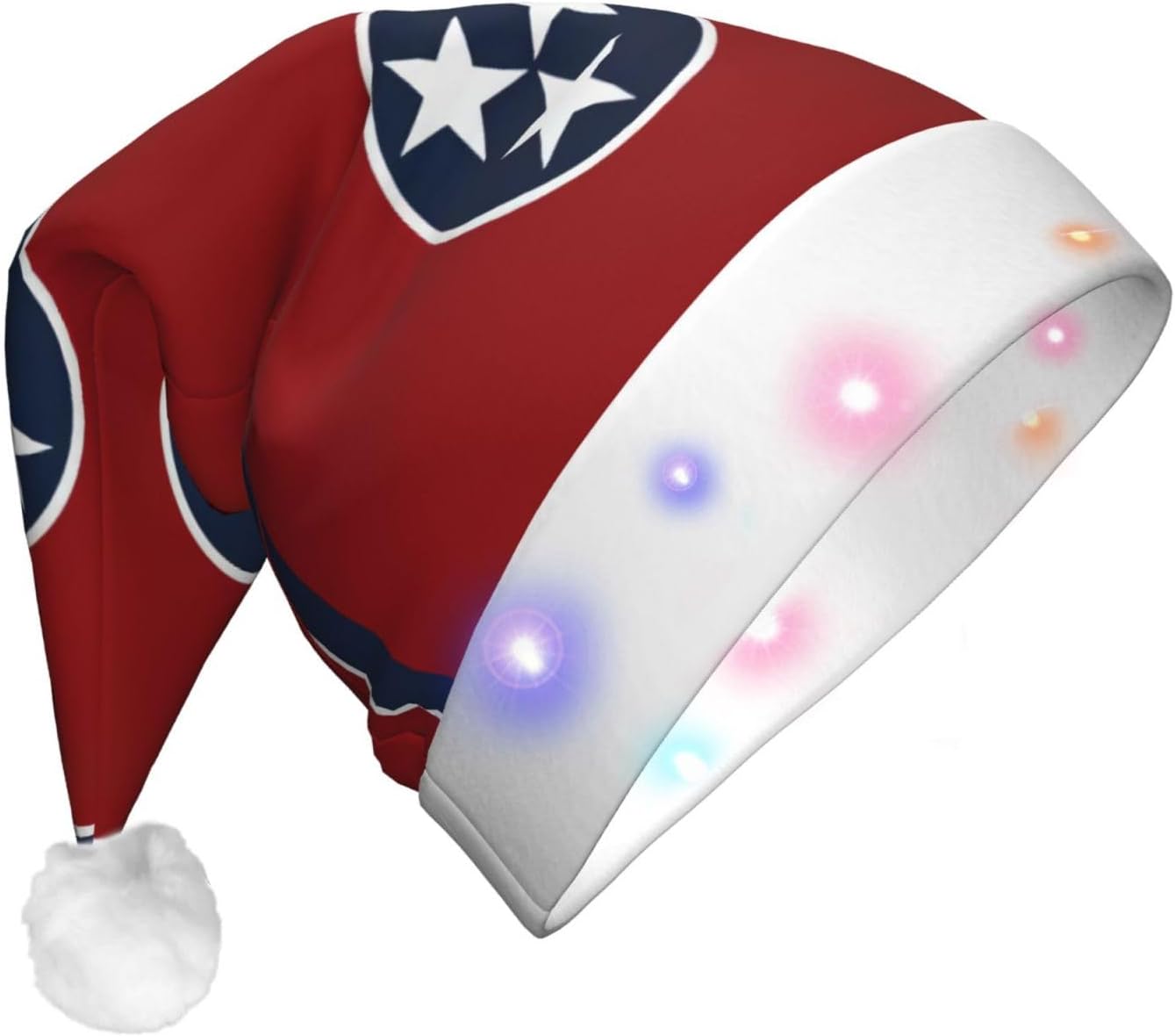 Tennessee State Flag Print Christmas Hat with LED