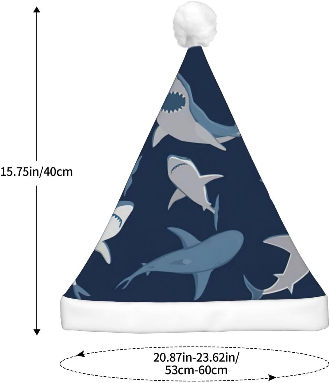 Blue Cartoon Shark Print LED Christmas Hat for Adults