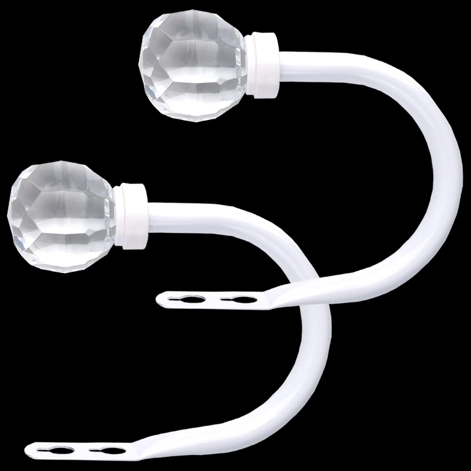 2Pack Curtain Holdbacks with Clear Crystal Balls and Metal Hooks