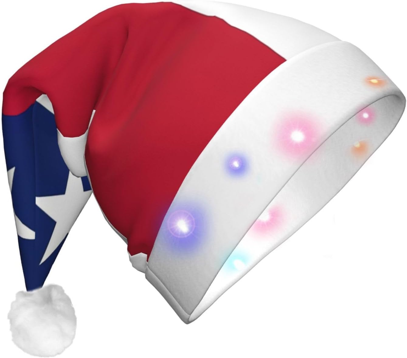 Texas State Flag Christmas Hat with LED Lights