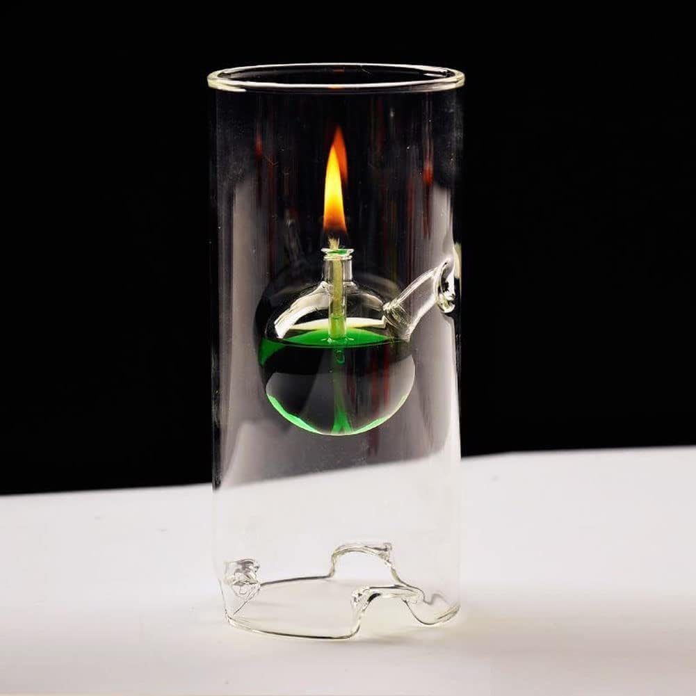 Glass Oil Lamp Borosilicate Hurricane Candle Holder 7 Inch