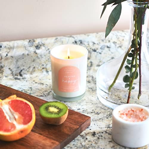 Scented Lidded Glass Soy Candle - Healthy Happy 93 oz
