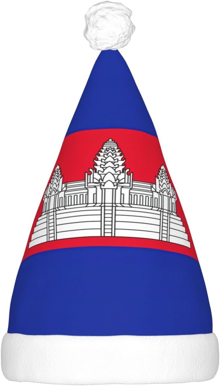 Cambodia Flag Christmas Hat with LED Lights