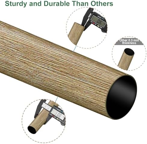 Byondeth Adjustable Window Curtain Rods 1 Inch Diameter with Wood Grain Finials