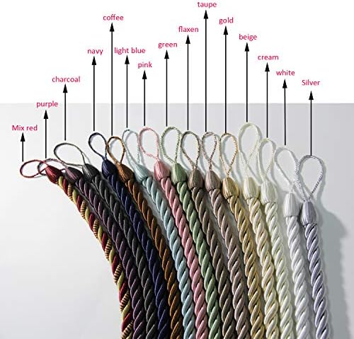 BEL AVENIR Curtain Rope Tiebacks with 4 Metal Screw Hooks White 4 Pack