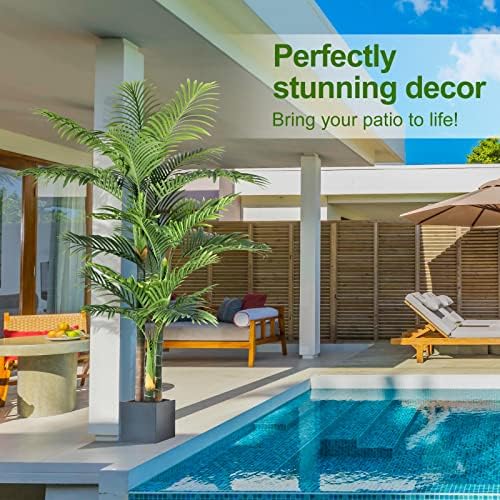 6ft Triple Golden Cane Palm Artificial Tree in Pot