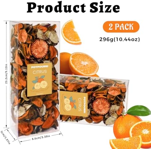 SCENTORINI Citrus Potpourri Bags 2 Pack Home Fragrance Dried Flower Vase Filler