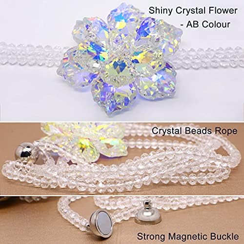Crystal Flower Magnetic Curtain Tiebacks - White AB