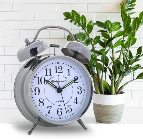 Loud Bell Alarm Clock with Night Light and Silent Hands