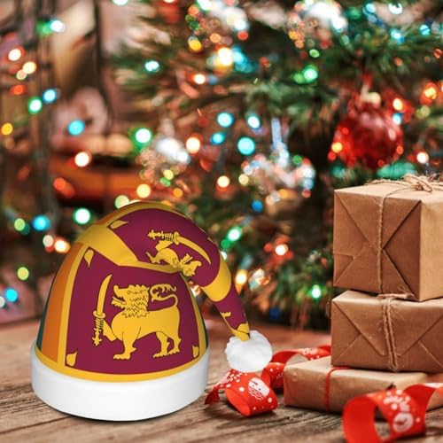 Sri Lanka Flag Print Christmas Hat with LED Light