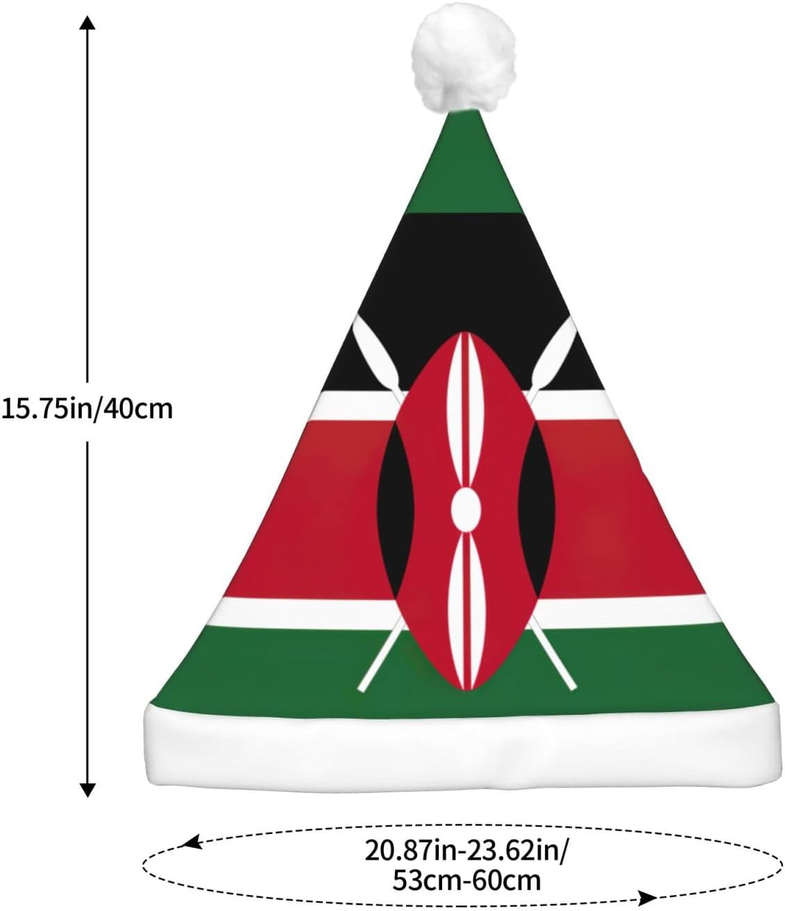 Kenya Flag Christmas Hat with LED Lights