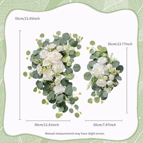 Artificial Wedding Arch Flowers Set of 2 White