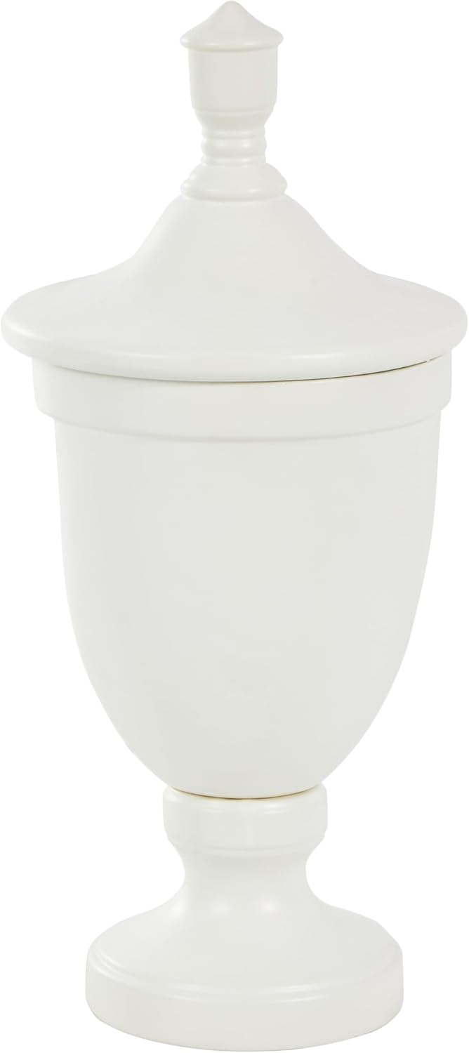 Deco 79 White Ceramic Decorative Jar with Lid