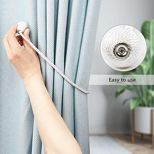Hangtty Magnetic Curtain Tiebacks 2 Pack White