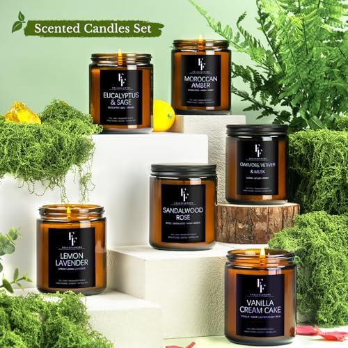 Scented Candle Set 6 Pack with 42 Oz Jar Candles