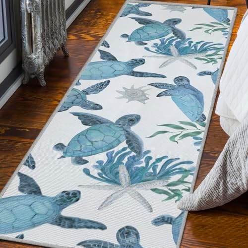 Tritard Coastal Sea Turtles Hallway Runner Rug 2x6