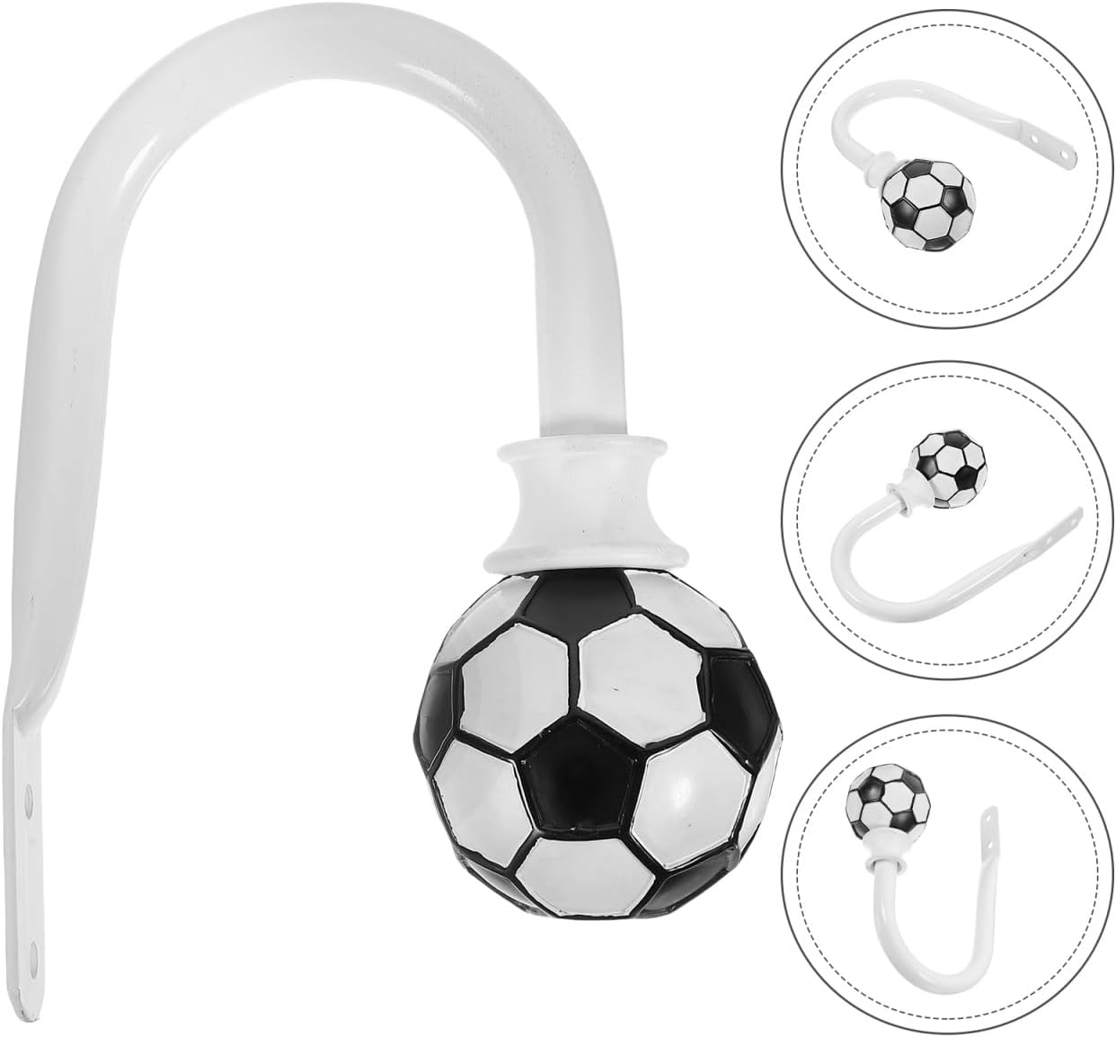 Artibetter White Metal Curtain Holdback with Soccer Design