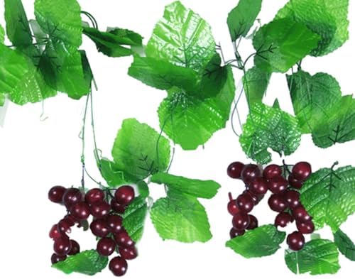 Lifelike Plastic Grape Vine with Leaves 4 Pieces 92 Meters