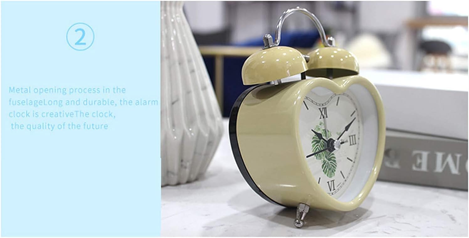 POUERW Metal Silent Alarm Clock with Night Light