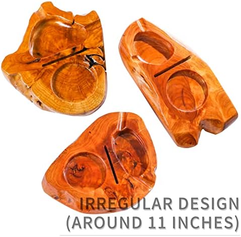Wooden Cigar Ashtray with Whiskey Glass and Cutter Holder