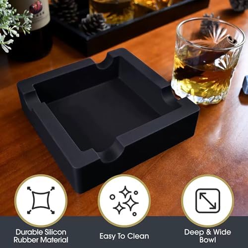 Nevfal Silicone Cigar Ashtray 2 Pack Black