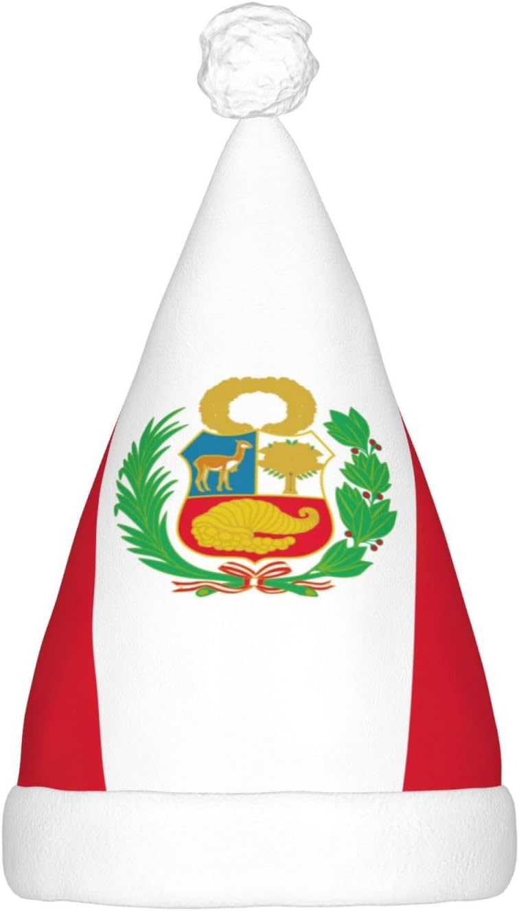 Peru Flag Christmas Hat with LED Lights