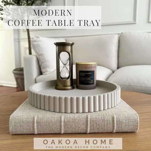 OAKOA Concrete Round Decorative Tray - Modern Home Decor