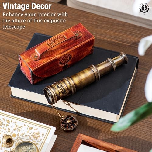 1920 Vintage Brass Telescope with Leather Case