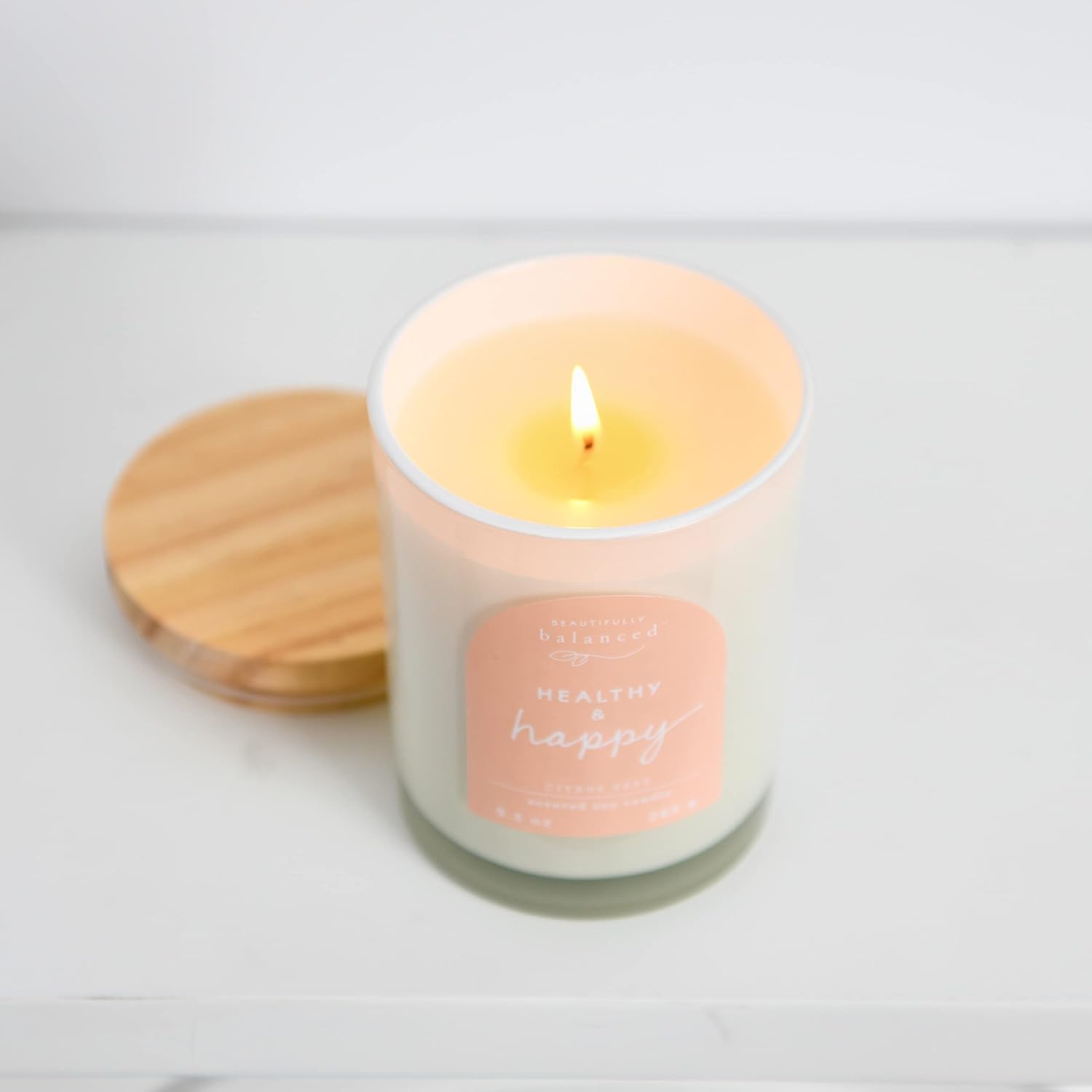 Scented Lidded Glass Soy Candle - Healthy Happy 93 oz