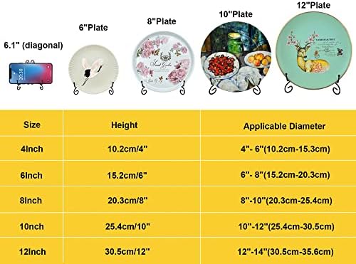 SVENJBB Black Metal Plate Stand 12 Inch Display Holder