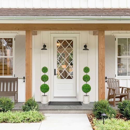 VIVATREES 3FT Artificial Triple Ball Topiary Set of 2 with Planter Pot
