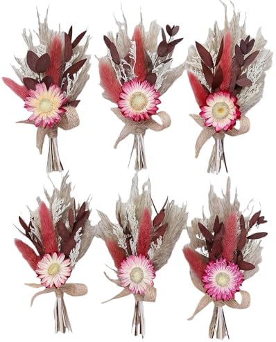 Xins Convey Burgundy Mini Dried Flower Bouquet Set of 6