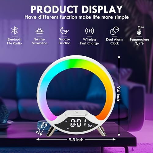 GuDoQi Sunrise Alarm Clock with Wireless Charging and Bluetooth
