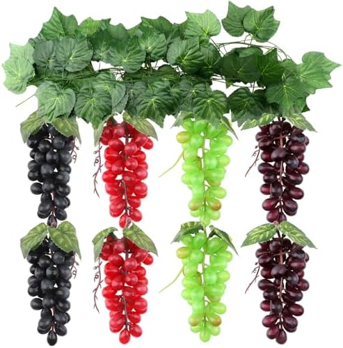 Ginojex 8 Bunches Artificial Grapes with Vines for Decor