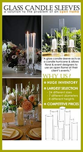 CYS EXCEL 2PCS Open Ended Clear Hurricane Candle Holder